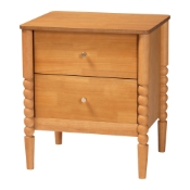 Baxton Studio Lucera Mid-Century Oak Brown 2-Drawer Bobbin Nightstand